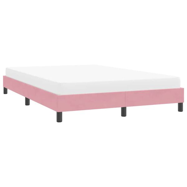 vidaXL Estrutura de cama sem colch&atilde;o 140x220 cm veludo rosa