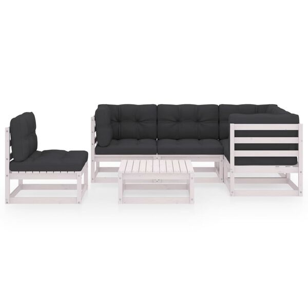 vidaXL 6 pcs conjunto lounge de jardim com almofad&otilde;es pinho maci&ccedil;o