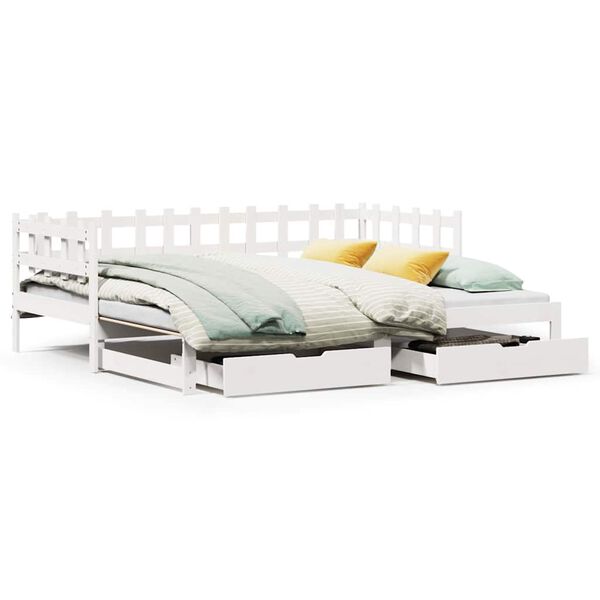 vidaXL Sofá-cama com gavetão e gavetas sem colchão 90x200 cm branco