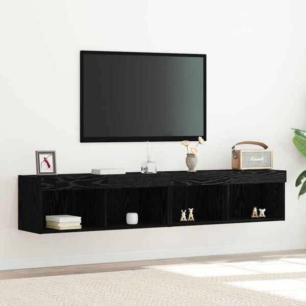 vidaXL Conjunto de m&oacute;vel de TV 2 pcs Carvalho preto 80 x 30 x 30 cm