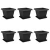 vidaXL Vasos de Plantas 6 pcs Preto 38 x 38 x 30 cm Pl&aacute;stico