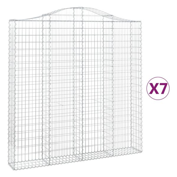 vidaXL Cestos gabi&atilde;o arqueados 7pcs 200x30x200/220cm ferro galvanizado