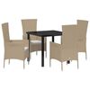 vidaXL Conjunto de Jantar para Jardim com almofada 5 pcs Bege vime PE