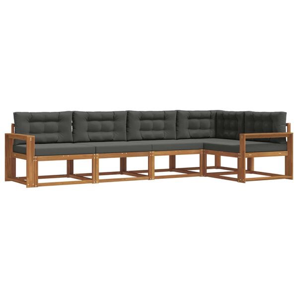 vidaXL Conjunto de Sof&aacute;s para Exterior 5 pcs Natural e Antracite