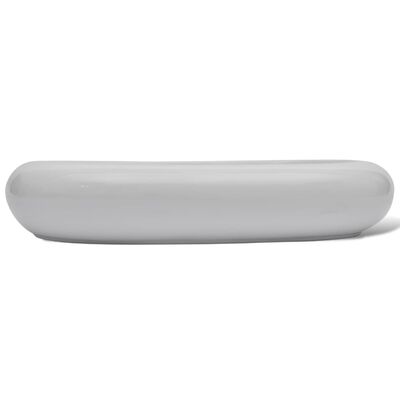vidaXL Lavatório com torneira misturadora cerâmica oval branco