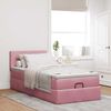 vidaXL Estrutura de cama otomana com colch&atilde;o 80x200 cm veludo rosa