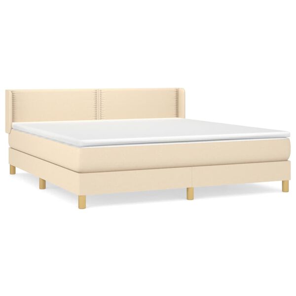 vidaXL Cama com molas/colch&atilde;o 180x200 cm tecido cor creme