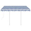 vidaXL Toldo retr&aacute;til autom&aacute;tico com postes 3,5x2,5 m azul e branco