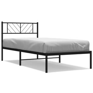 vidaXL Estrutura de cama metal s/ colch&atilde;o c/ cabeceira 75x190 cm preto