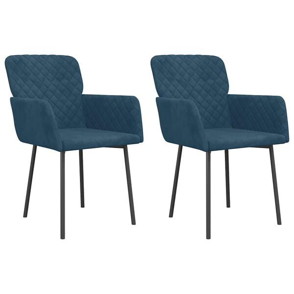 vidaXL Cadeiras de jantar 2 pcs veludo azul