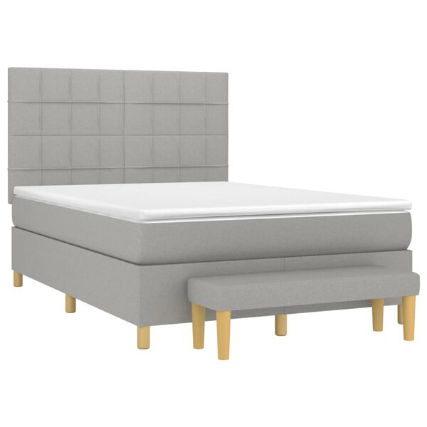 vidaXL Cama com molas/colch&atilde;o 140x190 cm tecido cinzento-claro