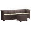 vidaXL Sof&aacute; de Jardim 4 Lugares com Almofadas Look Rattan PP Castanho