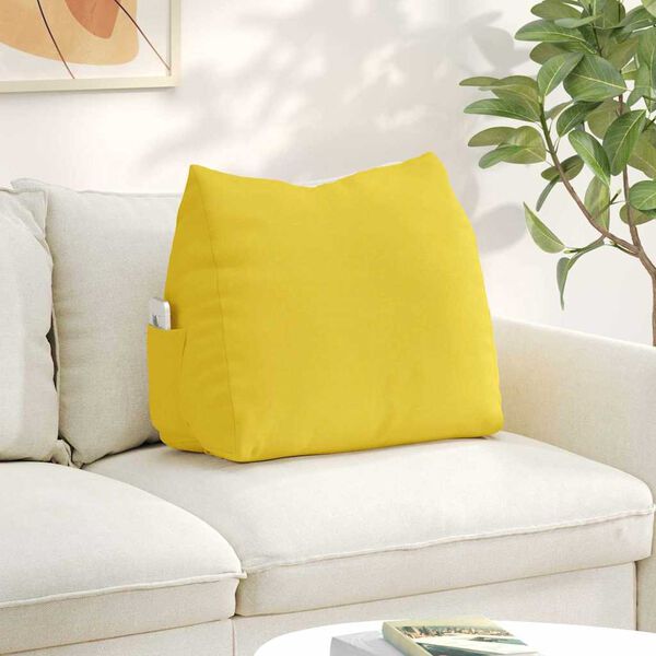 vidaXL Travesseiro para Costas Amarelo Claro 60 x 20 x 50 cm tecido
