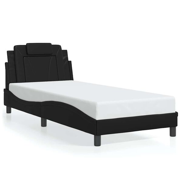 vidaXL Estrutura de cama Viana sem colch&atilde;o 90x200 cm couro artificial preto