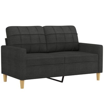 vidaXL 2 pcs conjunto de sofás com almofadas tecido preto