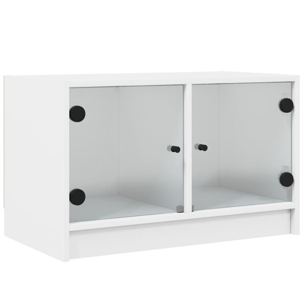vidaXL Móvel de TV c/ portas de vidro 68x37x42 cm branco