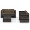 vidaXL 6 pcs conj. lounge jardim + almofad&otilde;es madeira impreg. cinzento