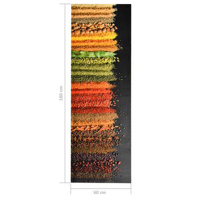 vidaXL Tapete de cozinha lavável com design de especiarias 60x180 cm