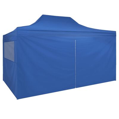 vidaXL Tenda pop-up dobrável com 4 paredes laterais 3x4,5 m azul