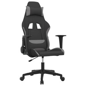 vidaXL Cadeira gaming de massagens tecido preto e cinzento-claro