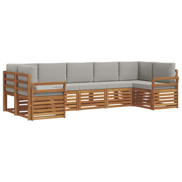 vidaXL Conjuntos de sof&aacute;s com almofada 7 pcs Cinza Natural e Claro