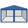 vidaXL Tenda p/ festas c/ 10 paredes laterais malha 6x4 m PEAD azul