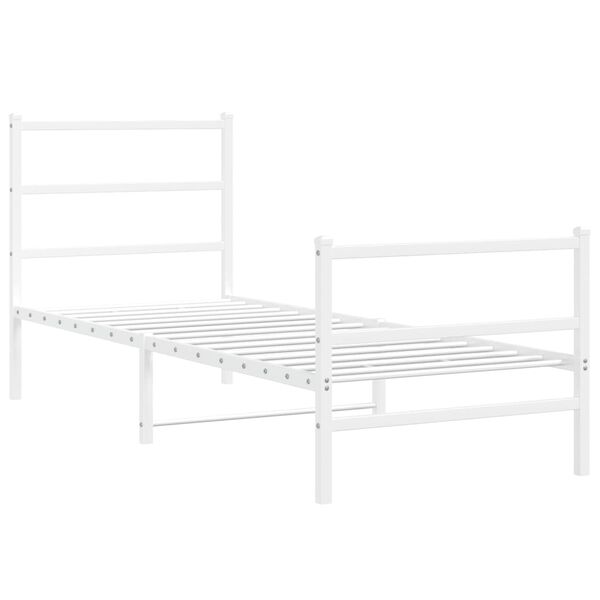 vidaXL Estrutura de cama com cabeceira e p&eacute;s 80x200 cm metal branco