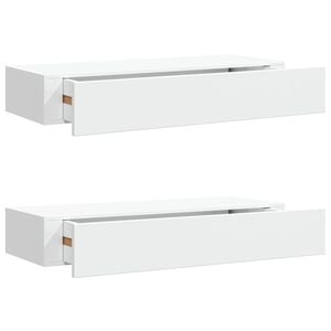 vidaXL Prateleiras de parede com gavetas 2pcs MDF 60x23,5x10 cm branco