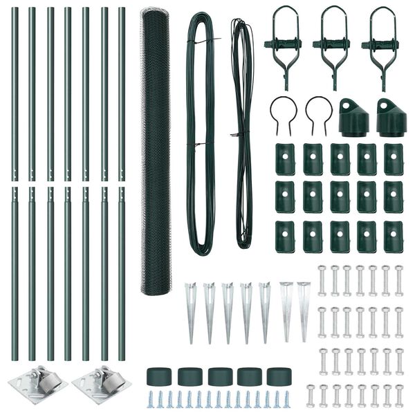 vidaXL Poste de Cerca Verde 10 x 1,5 m (malha de 13 mm) A&ccedil;o e PVC