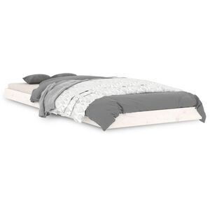 vidaXL Estrutura cama de solteiro pequena 75x190cm pinho maci&ccedil;o branco
