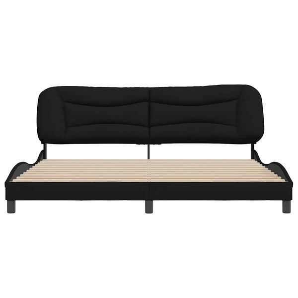 vidaXL Estrutura de cama sem colch&atilde;o Hvar 200x200 cm tecido preto