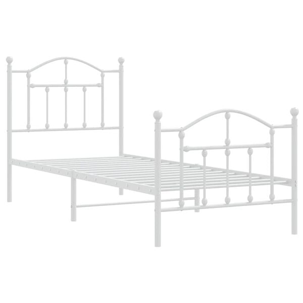 vidaXL Estrutura de cama com cabeceira e p&eacute;s 80x200 cm metal branco
