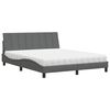 vidaXL Cama com colch&atilde;o Hanko 160x200 cm tecido cinzento-escuro