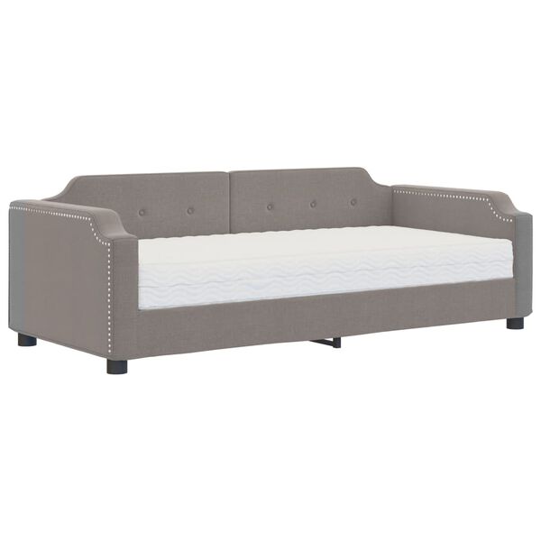 vidaXL Sof&aacute;-cama com colch&atilde;o 90x200 cm tecido cinzento-acastanhado