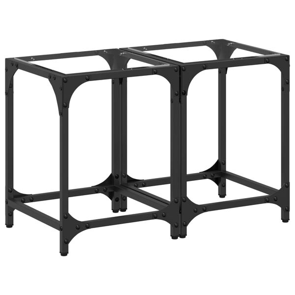 vidaXL Mesas de centro c/ topo vidro transparente 2 pcs 30x30x40cm a&ccedil;o