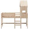 vidaXL Cama alta c/ escada e telhado 90x190 cm pinho maci&ccedil;o