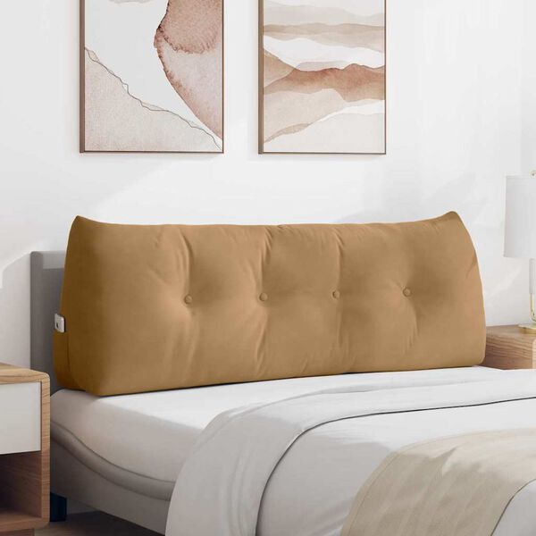 vidaXL Travesseiro para Costas Castanho 140 x 24 x 50 cm Veludo
