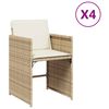 vidaXL Cadeiras de jardim com almofad&otilde;es 4 pcs vime PE bege
