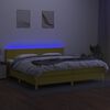vidaXL Cama box spring c/ colch&atilde;o e LED 200x200 cm tecido verde