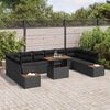 vidaXL Conjunto de Sof&aacute; de Jardim 11 pcs Preto Rattan Sint&eacute;tico