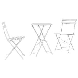 vidaXL Conjunto Bistro Dobr&aacute;vel 3 unid. Branco A&ccedil;o