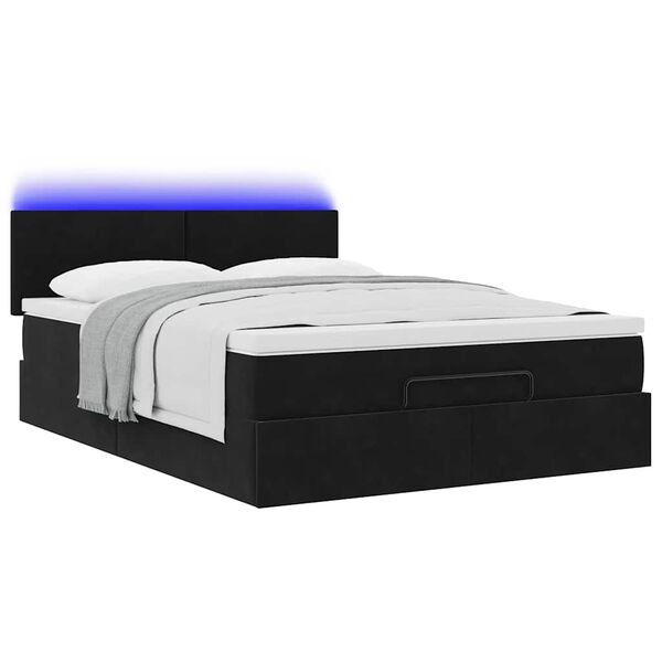vidaXL Estrutura de cama otomana com colchão 140x190 cm veludo preto