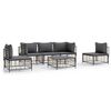 vidaXL 6 pcs conjunto lounge de jardim c/ almofad&otilde;es vime PE antracite
