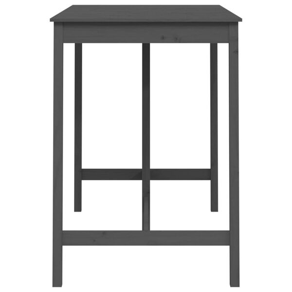 vidaXL Mesa de bar 140x80x110 cm madeira de pinho maciça cinzento