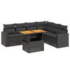 vidaXL 7 pcs conjunto de sof&aacute;s p/ jardim c/ almofad&otilde;es vime PE preto