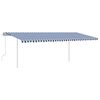 vidaXL Toldo retr&aacute;til manual com LED 6x3,5 m azul e branco