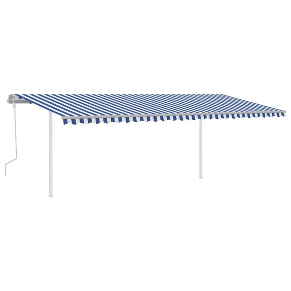 vidaXL Toldo retr&aacute;til manual com LED 6x3,5 m azul e branco