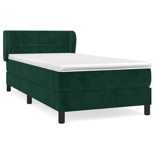 vidaXL Cama com molas/colch&atilde;o 80x200 cm veludo verde-escuro