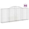 vidaXL Cestos gabi&atilde;o arqueados 6pcs 300x30x120/140cm ferro galvanizado