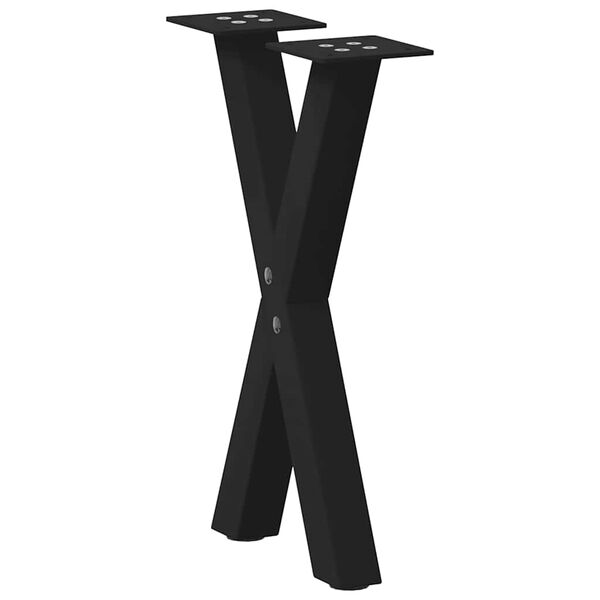 vidaXL Pés para mesa de centro em formato de X, 2 peças, preto, 28x(42-43) cm, aço